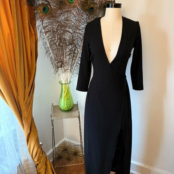 American Apparel Crepe Julliard Wrap Maxi Dress - Picture 1 of 3